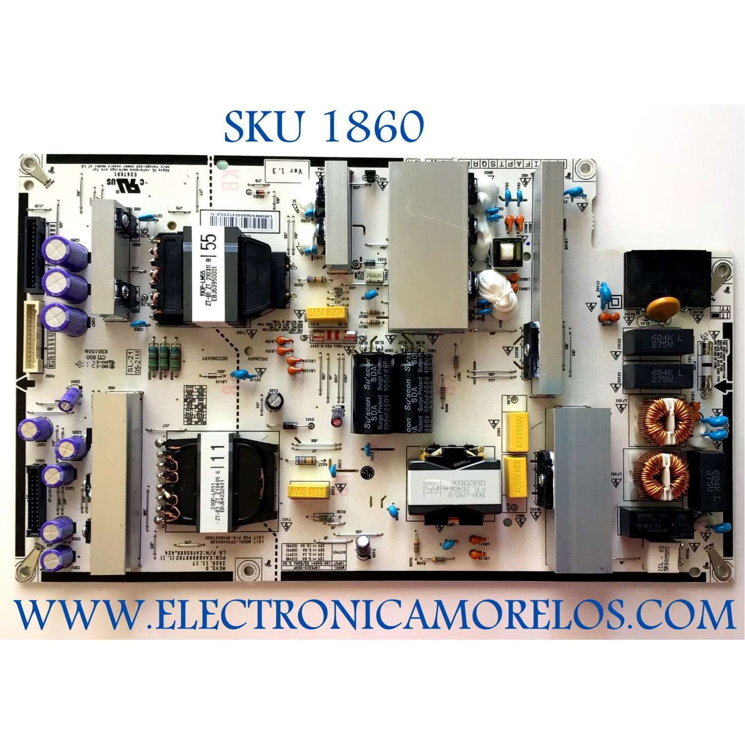 FUENTE DE PODER PARA TV LG / NUM DE PARTE EAY65689424 / EAX68999702 / EPCA40CA2B / 3PCR02700D / LGP55CX-20OP / PANEL AC550AQL CPA1_RS / MODELOS OLED55C1PUB / OLED55C1AUB / OLED55CXPUA / OLED55C1PUB.DUS / OLED55C1AUB.DUSQLJR / OLED55B2AUA.DUSQLJR